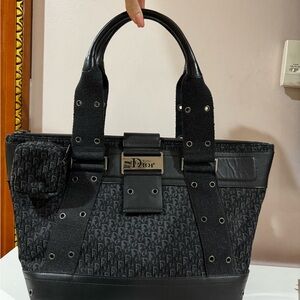 CHRISTIAN DIOR Black Canvas Street Chic Tote